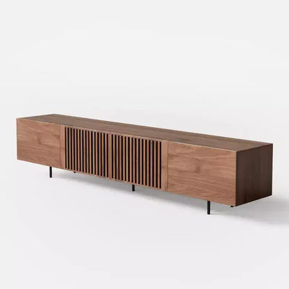 94.48" Mid-Century Modern TV Stand for TVs up to 100", Walnut Cabinets & Metal Frame