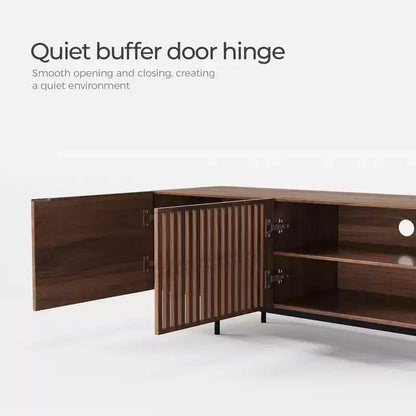 94.48" Mid-Century Modern TV Stand for TVs up to 100", Walnut Cabinets & Metal Frame