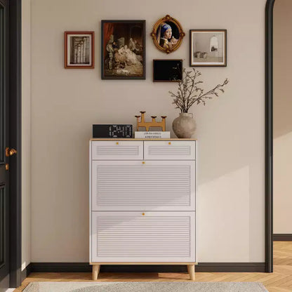 Freestanding Shoe Cabinet with 2 Flip Doors, Adjustable Shelf & 2 Drawers