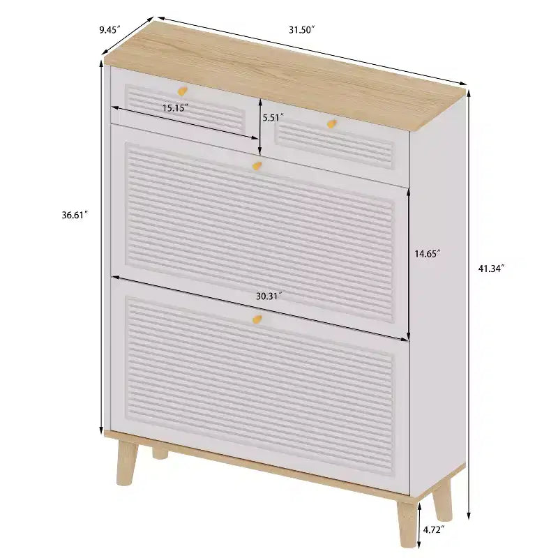 Freestanding Shoe Cabinet with 2 Flip Doors, Adjustable Shelf & 2 Drawers