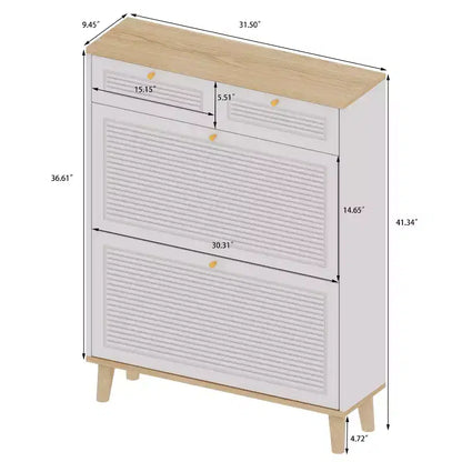Freestanding Shoe Cabinet with 2 Flip Doors, Adjustable Shelf & 2 Drawers