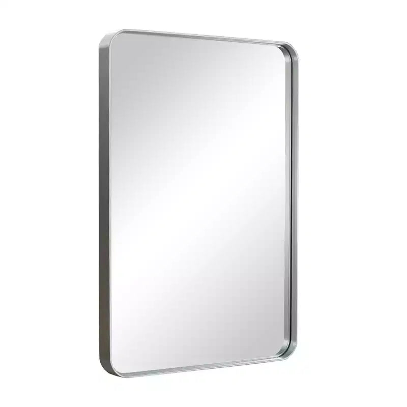 50x32 Rectangle Bathroom Mirror with Aluminum Alloy Frame, Wall Mounted Vanity Mirror for Bedroom Living Room Entryway, Silver