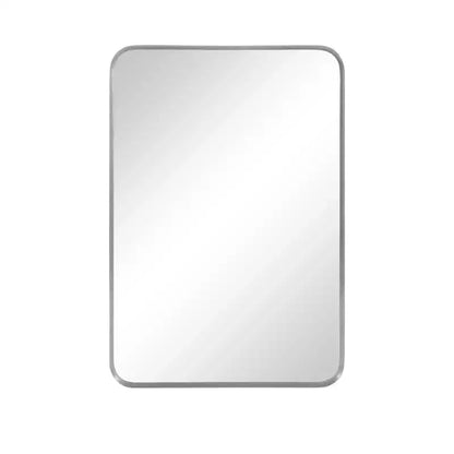 50x32 Rectangle Bathroom Mirror with Aluminum Alloy Frame, Wall Mounted Vanity Mirror for Bedroom Living Room Entryway, Silver
