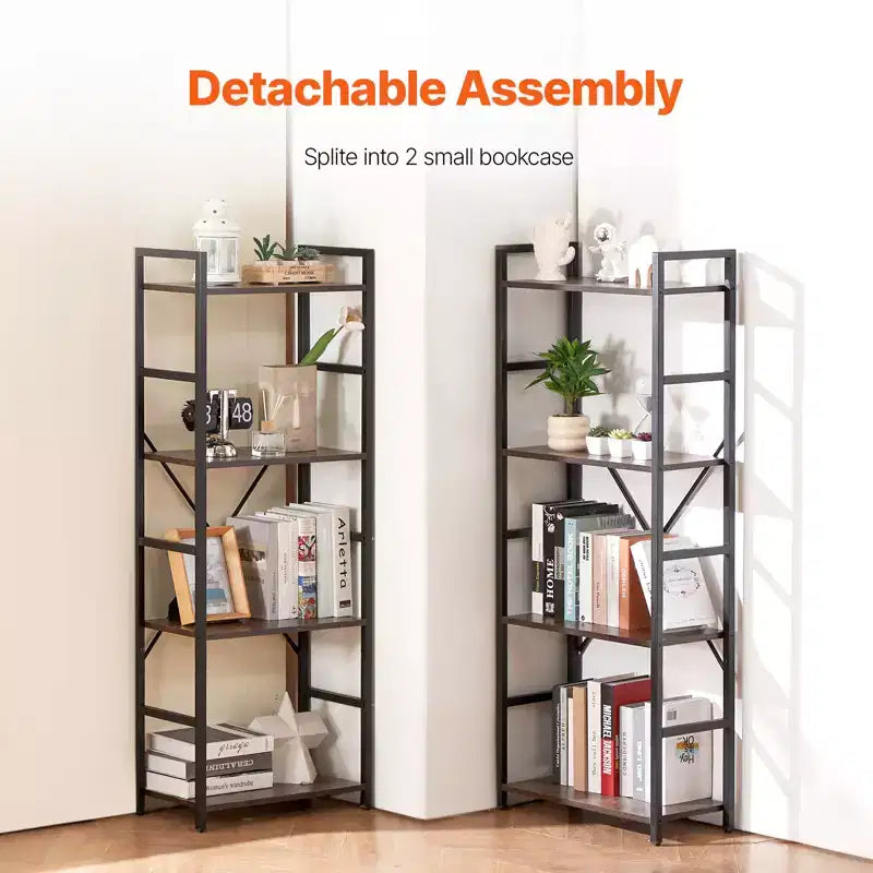 Triple Metal 11-Tier Industrial Bookshelf, Rustic Vintage Open Shelving Display