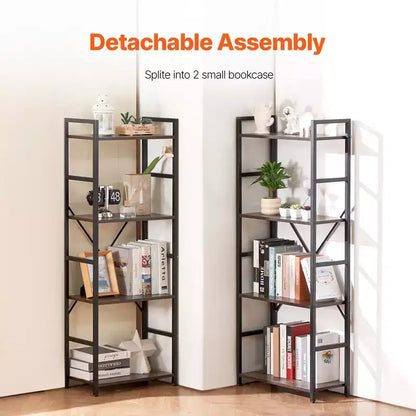 Triple Metal 11-Tier Industrial Bookshelf, Rustic Vintage Open Shelving Display