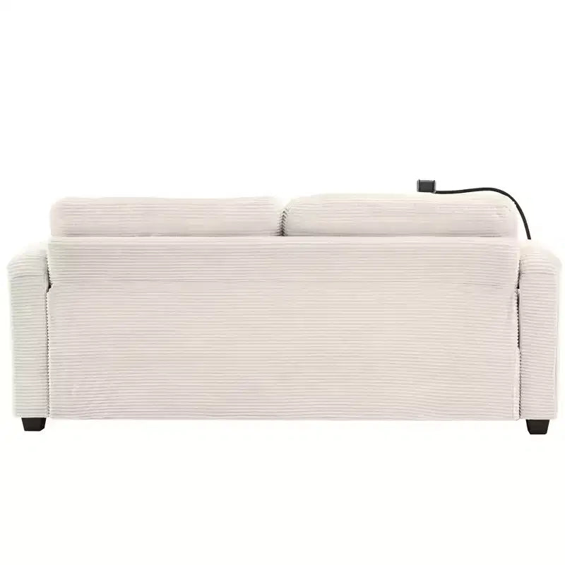 72.8" Corduroy Sleeper Loveseat with Mattress, USB Ports & Storage