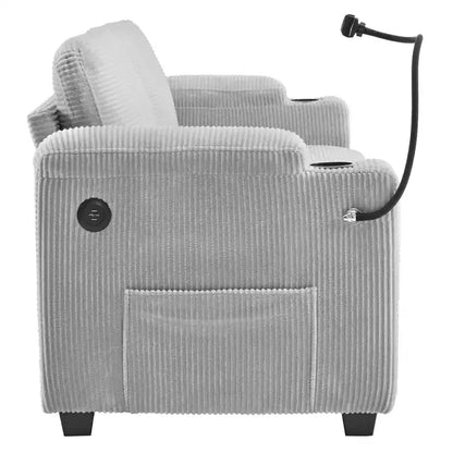 72.8" Corduroy Sleeper Loveseat with Mattress, USB Ports & Storage