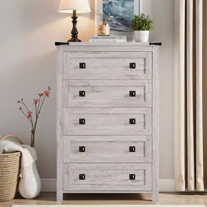 Dresser for Bedroom, Farmhouse Wood Rustic Wide Chest of Drawers, Storage Dressers Organizer for Bedroom, Living Room, Hallway