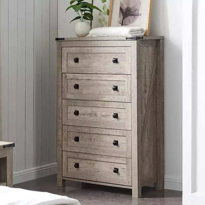 Dresser for Bedroom, Farmhouse Wood Rustic Wide Chest of Drawers, Storage Dressers Organizer for Bedroom, Living Room, Hallway
