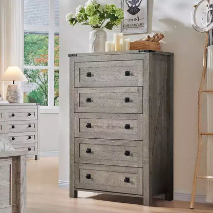 Dresser for Bedroom, Farmhouse Wood Rustic Wide Chest of Drawers, Storage Dressers Organizer for Bedroom, Living Room, Hallway