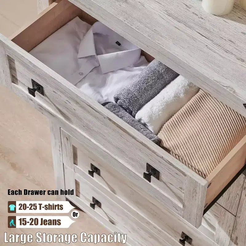 Dresser for Bedroom, Farmhouse Wood Rustic Wide Chest of Drawers, Storage Dressers Organizer for Bedroom, Living Room, Hallway