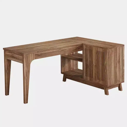 57" L-Shaped Computer Desk with Storage Cabinet for Home Office