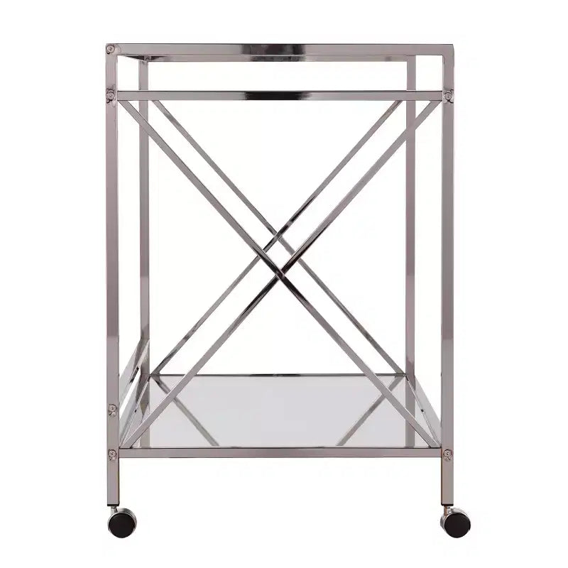 Modern Bar Cart with Wheels, Silver & Charcoal, Home Entertaining