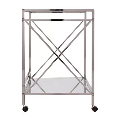 Modern Bar Cart with Wheels, Silver & Charcoal, Home Entertaining