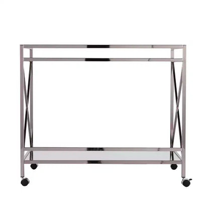 Modern Bar Cart with Wheels, Silver & Charcoal, Home Entertaining