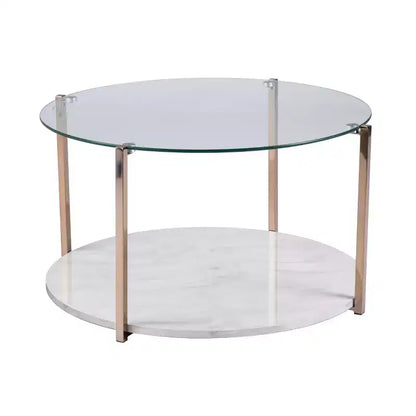 Glam Style Gold Cocktail Coffee Table, Luxe Living Room Accent
