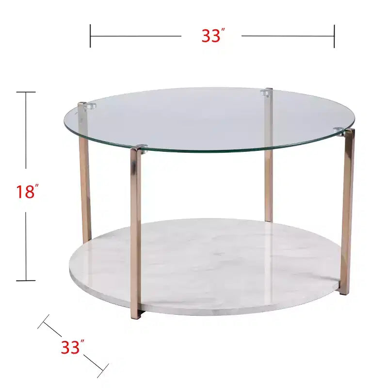 Glam Style Gold Cocktail Coffee Table, Luxe Living Room Accent