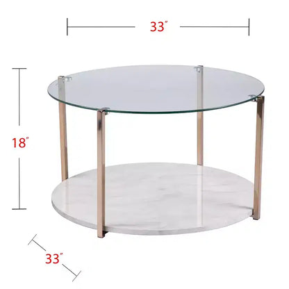 Glam Style Gold Cocktail Coffee Table, Luxe Living Room Accent