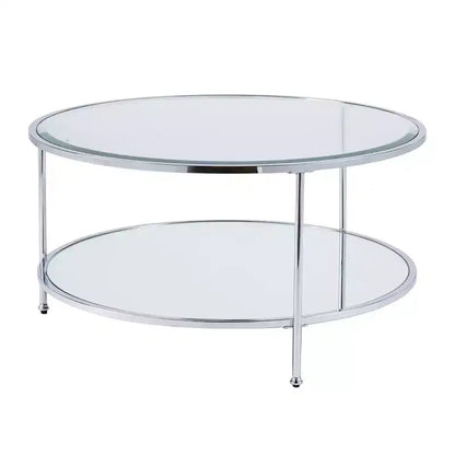Round Coffee Table with Hidden Storage, Charcoal, Modern Living Room