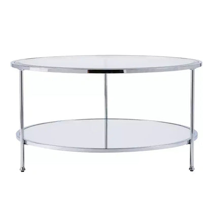 Round Coffee Table with Hidden Storage, Charcoal, Modern Living Room