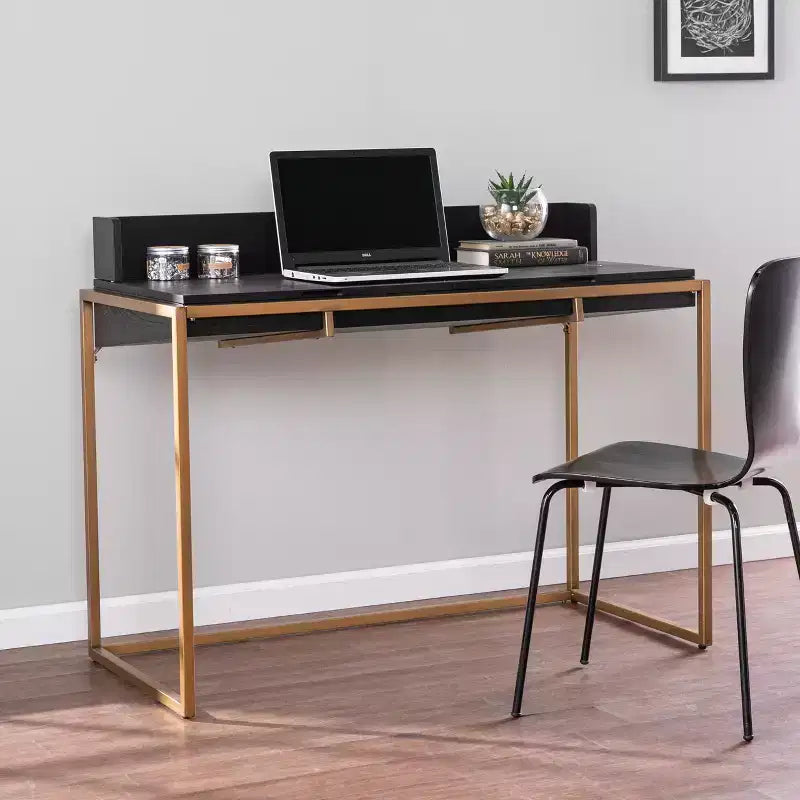 Flip-Top Desk with Hidden Storage Compartment, Black, Home Office