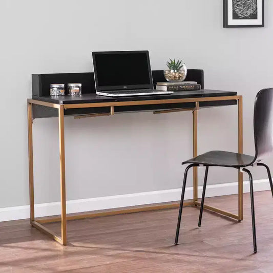 Flip-Top Desk with Hidden Storage Compartment, Black, Home Office
