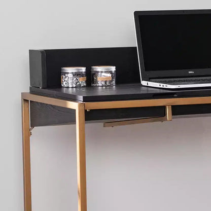 Flip-Top Desk with Hidden Storage Compartment, Black, Home Office