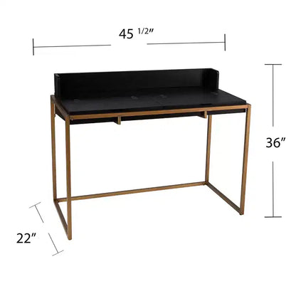 Flip-Top Desk with Hidden Storage Compartment, Black, Home Office