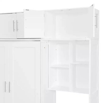 Twin Size Wall Murphy Bed with Top Cabinet, Shelves, LED Light & USB, Space Saving