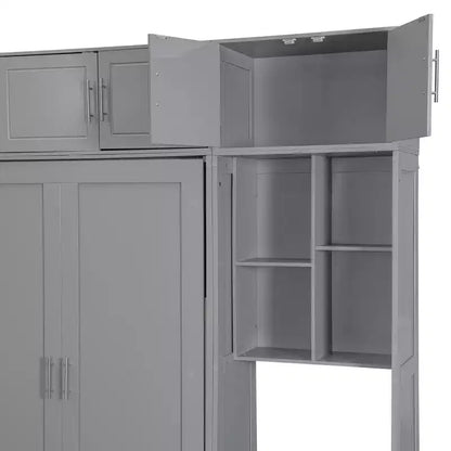 Twin Size Wall Murphy Bed with Top Cabinet, Shelves, LED Light & USB, Space Saving