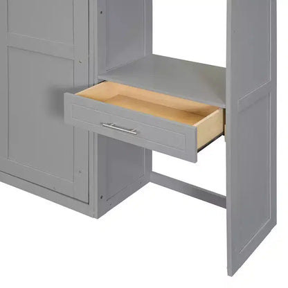 Twin Size Wall Murphy Bed with Top Cabinet, Shelves, LED Light & USB, Space Saving
