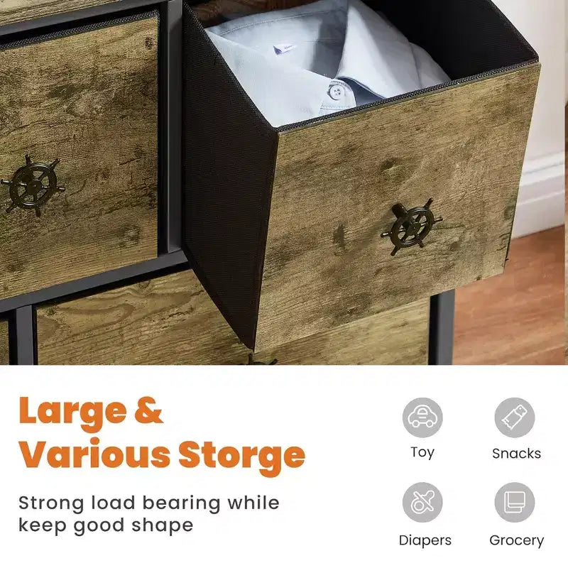 5-Drawer Wooden Top Dresser with Easy Pull Handle for Bedroom or Living Room, Gray