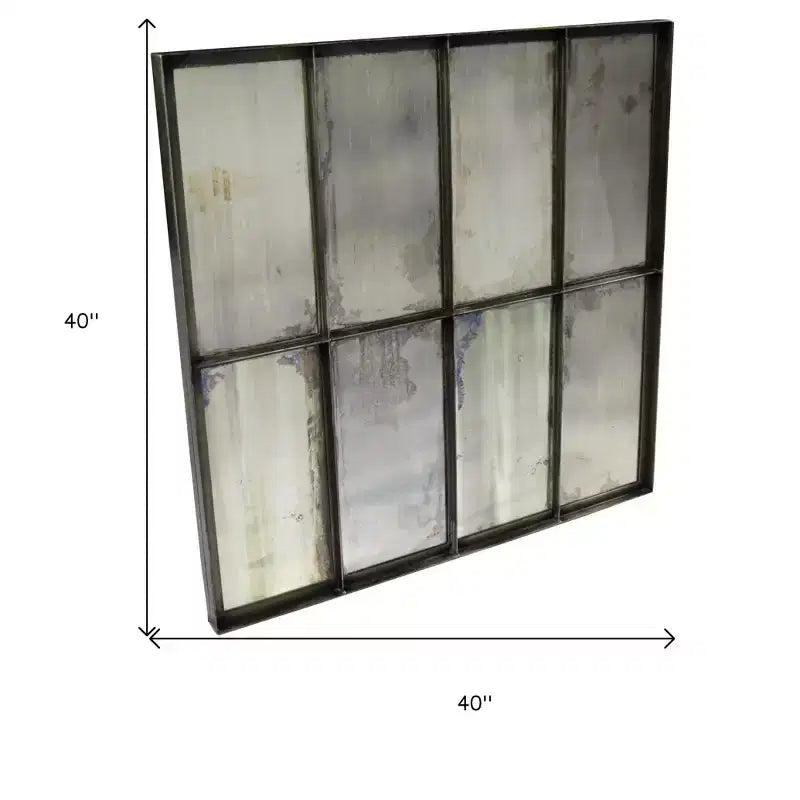 40" Black Square Metal Framed Accent Wall Mirror for Living Room & Entryway