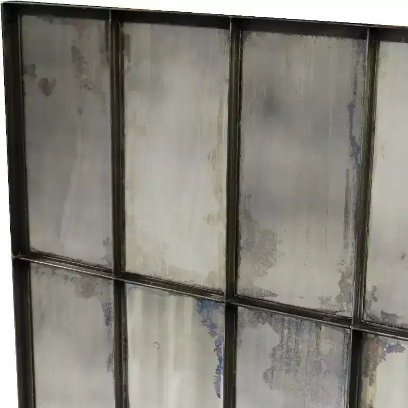 40" Black Square Metal Framed Accent Wall Mirror for Living Room & Entryway