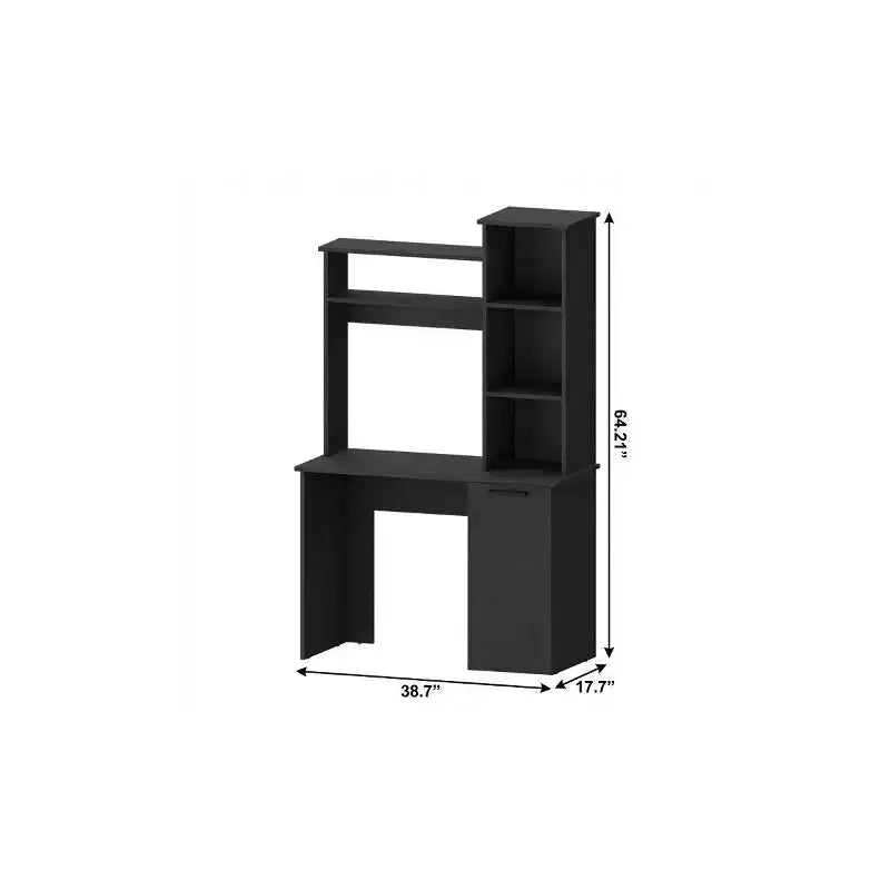 39" Black Computer Desk with Hutch, Home Office Writing Desk with Storage