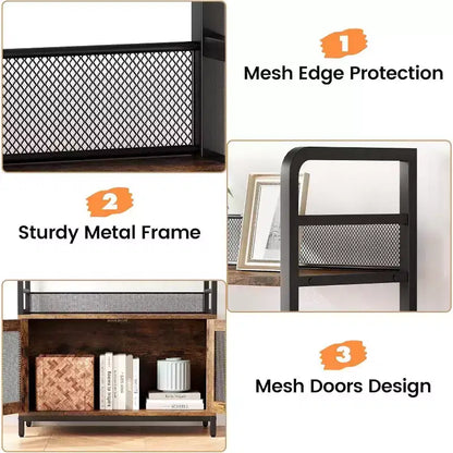 Industrial Bookcase with Storage Cabinet, 4 Tier Open Storage Shelf, Display Shelf, 70.87 Inch Tall, For Bedroom, Living Room, Office, Brown