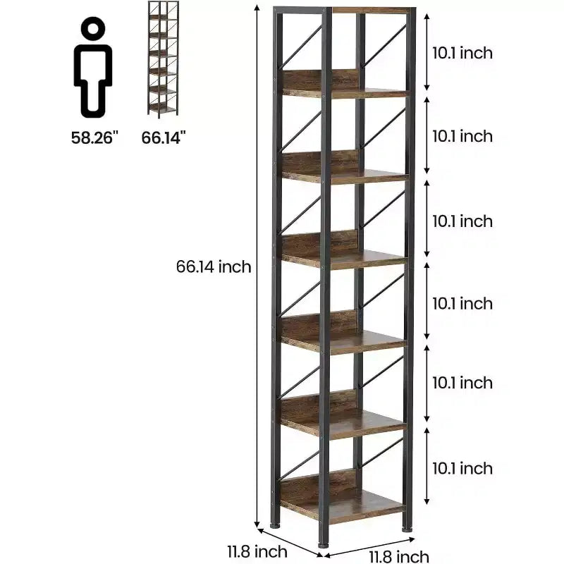Industrial Bookcase with Storage Cabinet, 4 Tier Open Storage Shelf, Display Shelf, 70.87 Inch Tall, For Bedroom, Living Room, Office, Brown