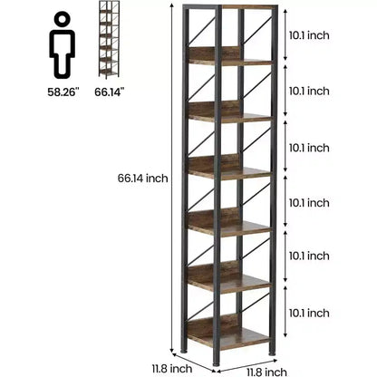 Industrial Bookcase with Storage Cabinet, 4 Tier Open Storage Shelf, Display Shelf, 70.87 Inch Tall, For Bedroom, Living Room, Office, Brown
