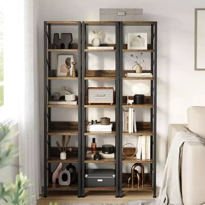 Industrial Bookcase with Storage Cabinet, 4 Tier Open Storage Shelf, Display Shelf, 70.87 Inch Tall, For Bedroom, Living Room, Office, Brown