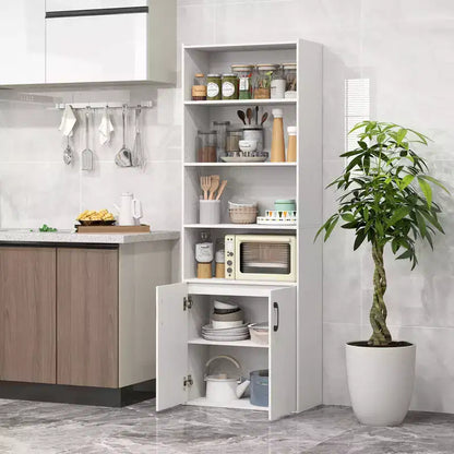 70" Bookcase with Adjustable Shelves & 2-Door Cabinet, Multipurpose Display Rack