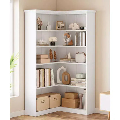 Corner Bookshelf 72.8in Farmhouse Bookcase Large Bookshelves Tall 5 Tier Corner Shelf L Shaped Bookshelf Storage Display Rack