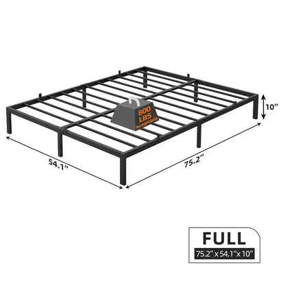 Heavy Duty Platform Metal Bed Frame, No Box Spring Needed, Metal Slats, Under Bed Storage, Black