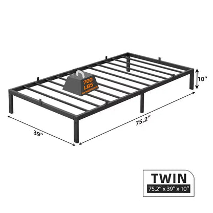 Heavy Duty Platform Metal Bed Frame, No Box Spring Needed, Metal Slats, Under Bed Storage, Black