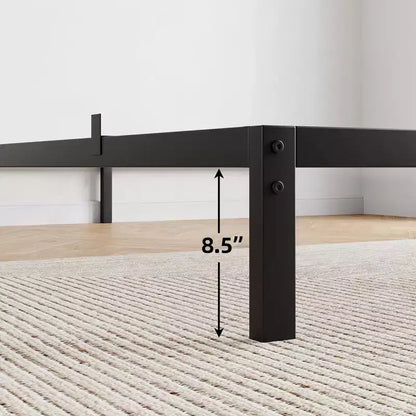 Heavy Duty Platform Metal Bed Frame, No Box Spring Needed, Metal Slats, Under Bed Storage, Black