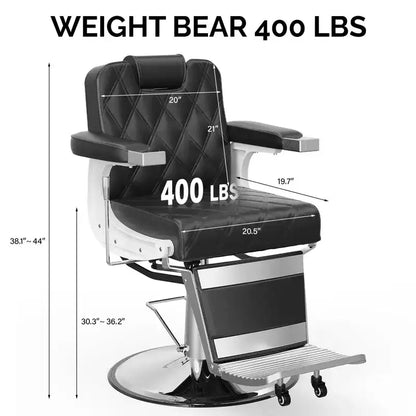 Heavy Duty Hydraulic Reclining Barber Chair, 400 LB Capacity, Adjustable Height