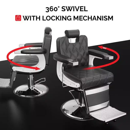 Heavy Duty Hydraulic Reclining Barber Chair, 400 LB Capacity, Adjustable Height