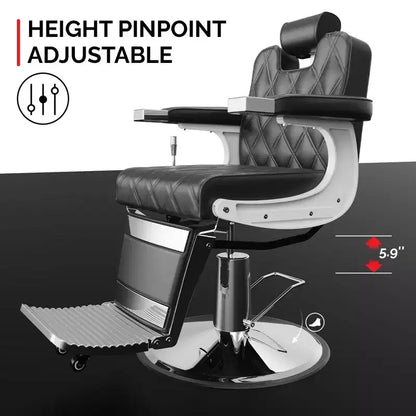 Heavy Duty Hydraulic Reclining Barber Chair, 400 LB Capacity, Adjustable Height