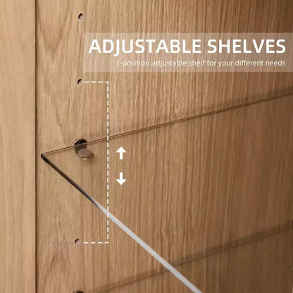 Large-capacity Glass Door Storage Cabinet, Stylish, Elegant And Beautiful. It's Practical For Storage And A Magic Tool To Say Goodbye To Home Clutter.