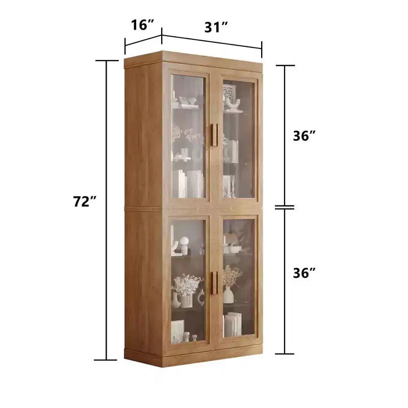 Glass Door Storage Cabinet: Simple And Stylish Design, Large-capacity Storage, Practical And Beautiful, A Powerful Tool For Home Tidiness