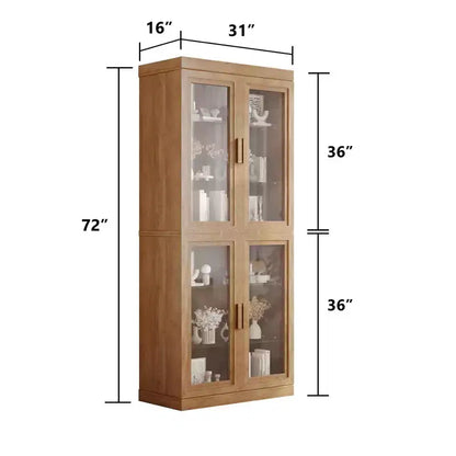 Glass Door Storage Cabinet: Simple And Stylish Design, Large-capacity Storage, Practical And Beautiful, A Powerful Tool For Home Tidiness